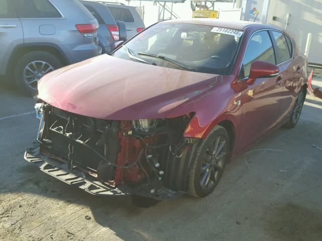 JTHKD5BH4D2128005 - 2013 LEXUS CT 200 RED photo 2