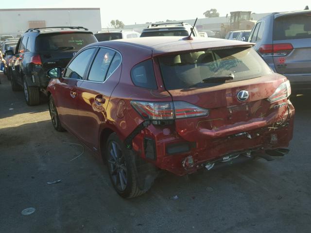 JTHKD5BH4D2128005 - 2013 LEXUS CT 200 RED photo 3