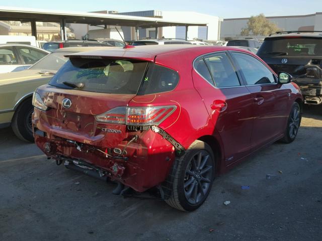 JTHKD5BH4D2128005 - 2013 LEXUS CT 200 RED photo 4