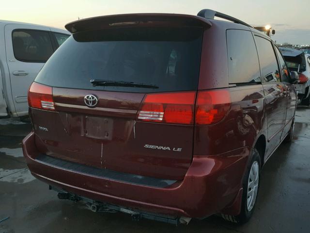 5TDZA23C25S350143 - 2005 TOYOTA SIENNA CE MAROON photo 4