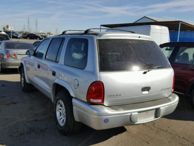 1B4HR48N32F177638 - 2002 DODGE DURANGO SL SILVER photo 3