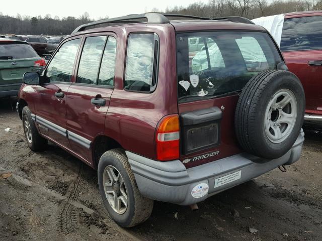 2CNBJ13C326919692 - 2002 CHEVROLET TRACKER BURGUNDY photo 3