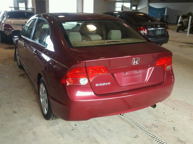 1HGFA165X8L025757 - 2008 HONDA CIVIC LX BURGUNDY photo 3