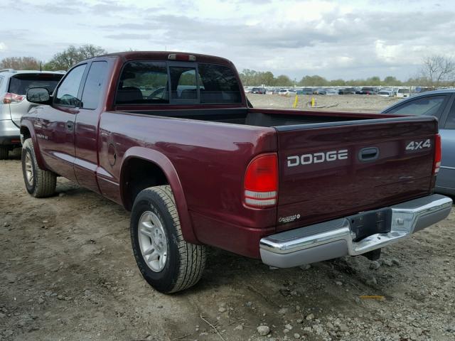 1B7GG22N61S251139 - 2001 DODGE DAKOTA MAROON photo 3