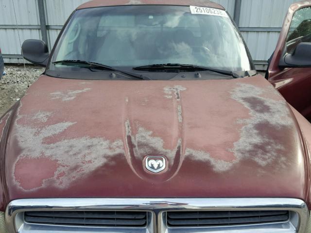 1B7GG22N61S251139 - 2001 DODGE DAKOTA MAROON photo 7