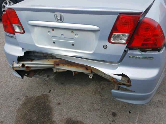 JHMES95605S006733 - 2005 HONDA CIVIC HYBR BLUE photo 9