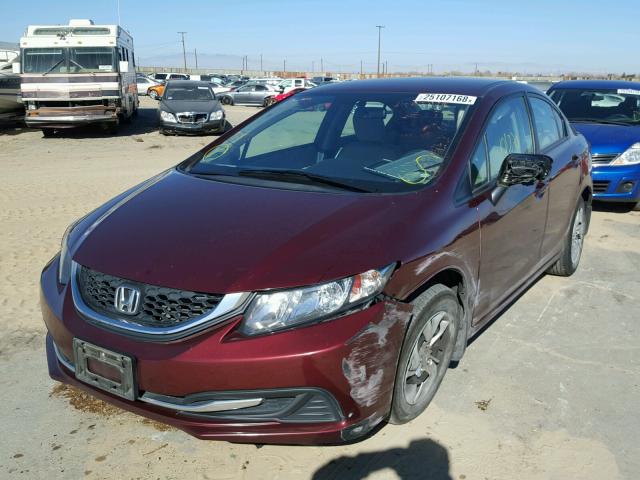 2HGFB2F55FH537861 - 2015 HONDA CIVIC LX BURGUNDY photo 2