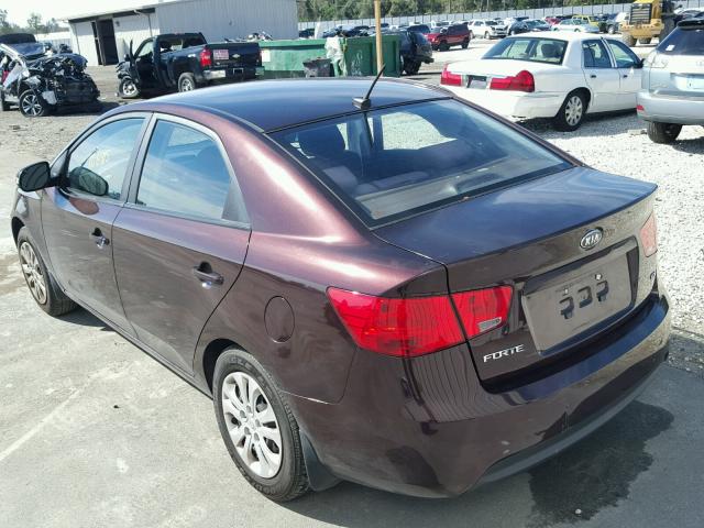 KNAFU4A26A5869869 - 2010 KIA FORTE EX MAROON photo 3