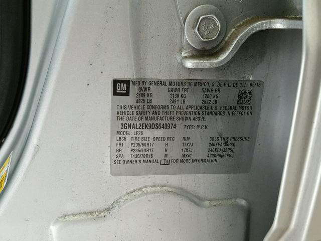 3GNAL2EK9DS640974 - 2013 CHEVROLET CAPTIVA LS 银色 照片 10