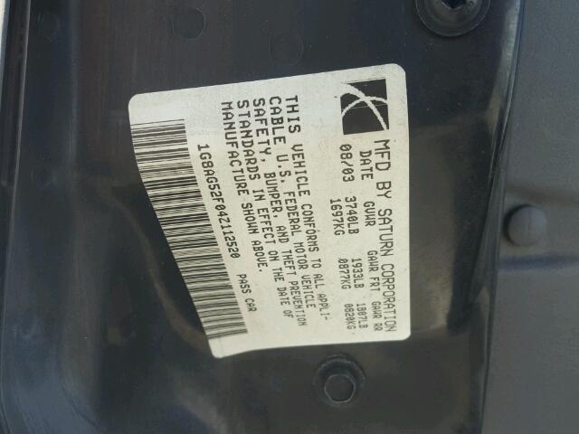 1G8AG52F04Z112520 - 2004 SATURN ION LEVEL SILVER photo 10