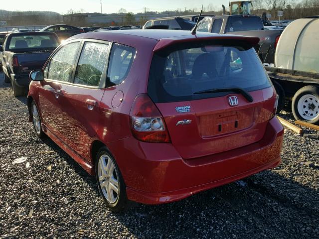 JHMGD37677S000296 - 2007 HONDA FIT S RED photo 3