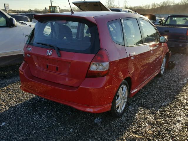 JHMGD37677S000296 - 2007 HONDA FIT S RED photo 4