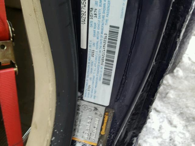 3VWBA21C6XM422563 - 1999 VOLKSWAGEN NEW BEETLE 蓝色 照片 10