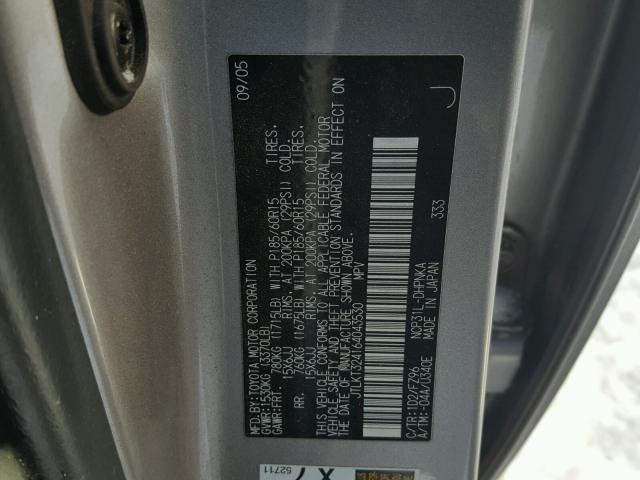 JTLKT324164043530 - 2006 TOYOTA SCION XB GRAY photo 10