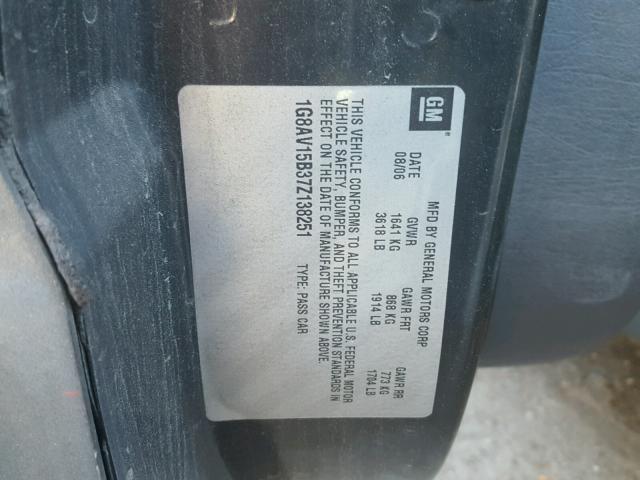 1G8AV15B37Z138251 - 2007 SATURN ION LEVEL GRAY photo 10