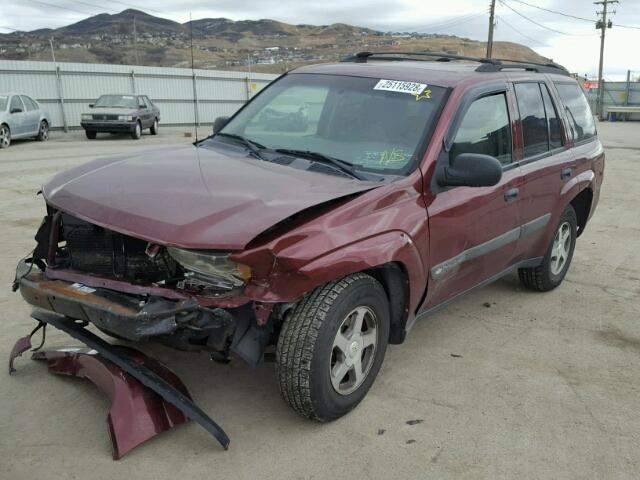 1GNDS13S442448161 - 2004 CHEVROLET TRAILBLAZE MAROON photo 2