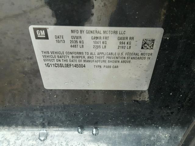 1G11C5SL0EF145004 - 2014 CHEVROLET MALIBU 1LT 石墨色 照片 10