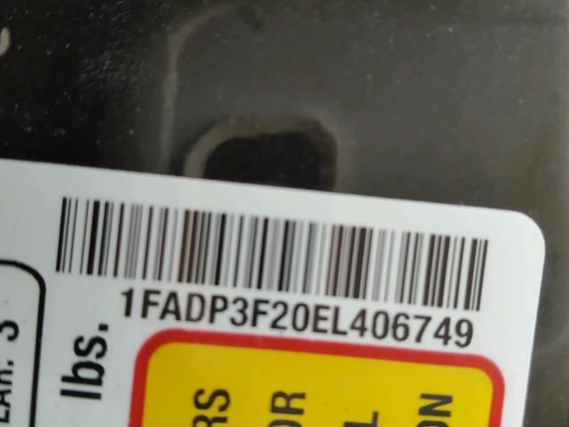 1FADP3F20EL406749 - 2014 FORD FOCUS SE BLACK photo 10