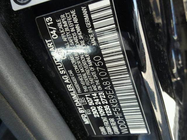 WDDHF5KB9EA810750 - 2014 MERCEDES-BENZ E 350 BLACK photo 10