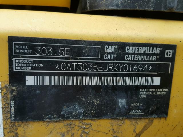 CAT3035EJRKY01694 - 2013 CATERPILLAR 303CR YELLOW photo 10