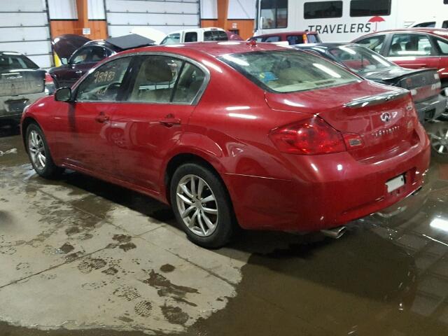 JNKBV61F88M250749 - 2008 INFINITI G35 RED photo 3