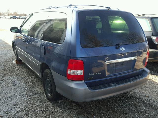 KNDUP131036370762 - 2003 KIA SEDONA EX BLUE photo 3