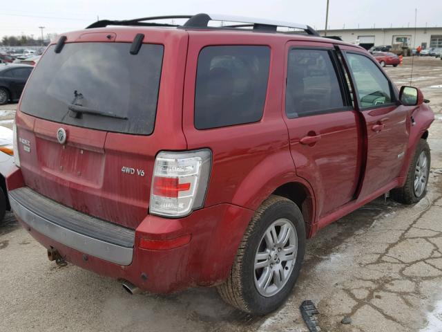 4M2CU97128KJ54384 - 2008 MERCURY MARINER PR RED photo 4