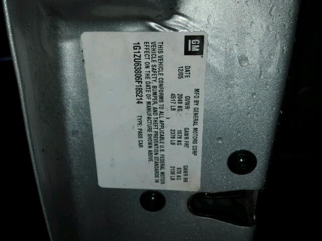 1G1ZU63806F185214 - 2006 CHEVROLET MALIBU MAX 银色 照片 10