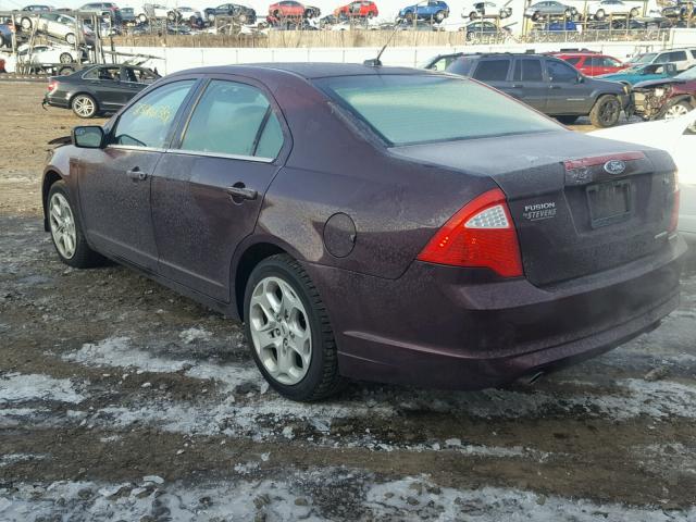 3FAHP0HG0BR289471 - 2011 FORD FUSION SE BURGUNDY photo 3