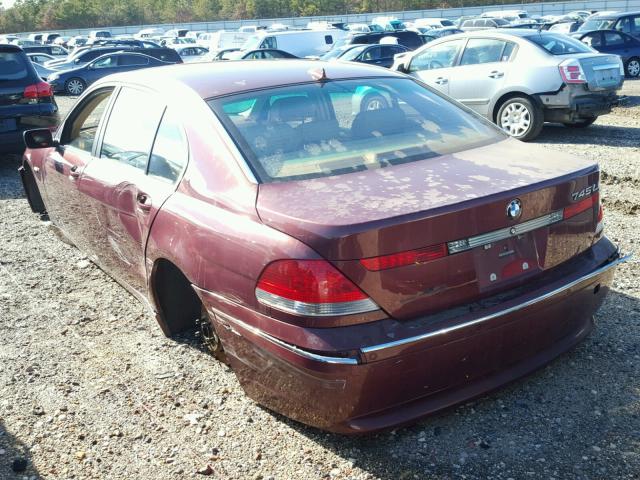 WBAGN63482DR04172 - 2002 BMW 745 LI BURGUNDY photo 3