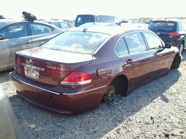 WBAGN63482DR04172 - 2002 BMW 745 LI BURGUNDY photo 4