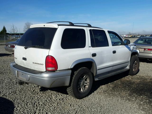 1B4HS58N82F218209 - 2002 DODGE DURANGO SL WHITE photo 4