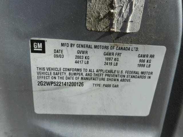 2G2WP522141200126 - 2004 PONTIAC GRAND PRIX Gümüş foto 10