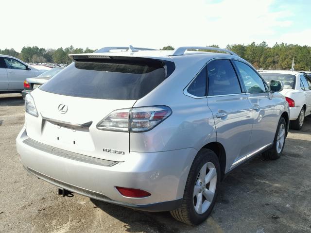 2T2ZK1BA6CC077295 - 2012 LEXUS RX 350 SILVER photo 4