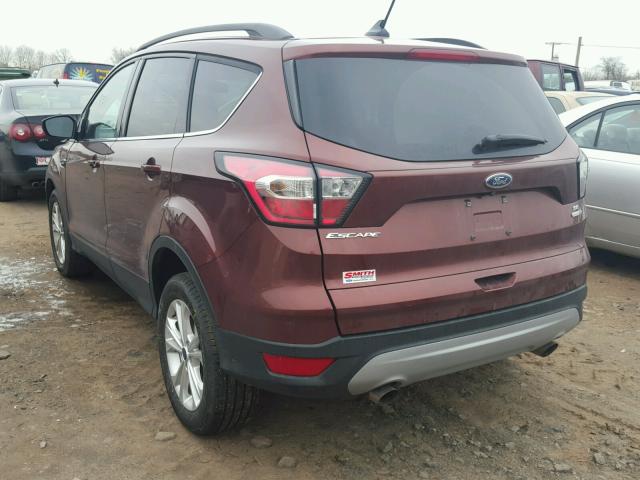 1FMCU9GD1JUA01484 - 2018 FORD ESCAPE SE BURGUNDY photo 3