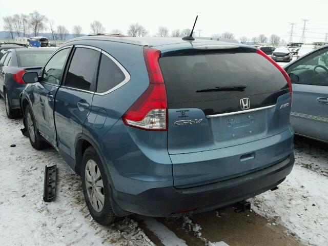 5J6RM4H76DL062442 - 2013 HONDA CR-V EXL BLUE photo 3