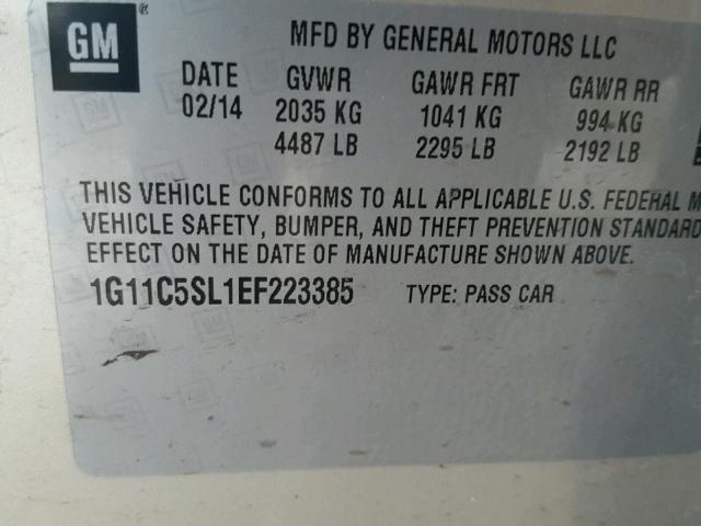 1G11C5SL1EF223385 - 2014 CHEVROLET MALIBU 1LT თაფლისფერი ფოტო 10