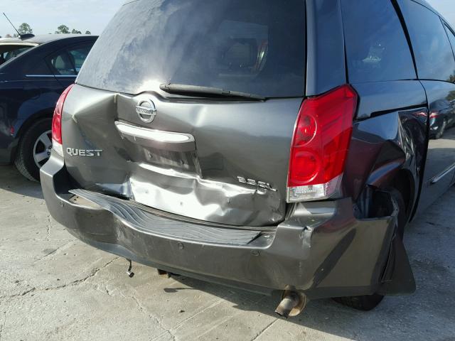 5N1BV28U17N126910 - 2007 NISSAN QUEST S GRAY photo 9