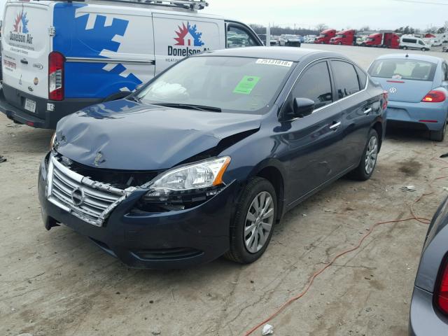 3N1AB7AP0EL685102 - 2014 NISSAN SENTRA S BLUE photo 2