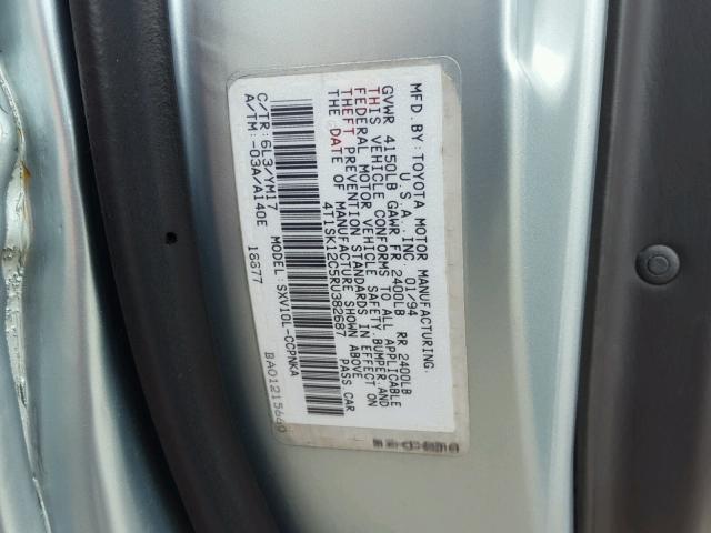 4T1SK12C5RU382687 - 1994 TOYOTA CAMRY LE SILVER photo 10