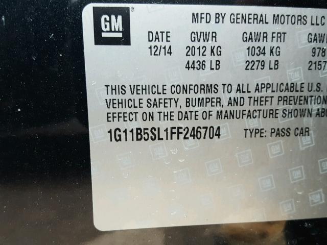 1G11B5SL1FF246704 - 2015 CHEVROLET MALIBU LS Qara foto 10