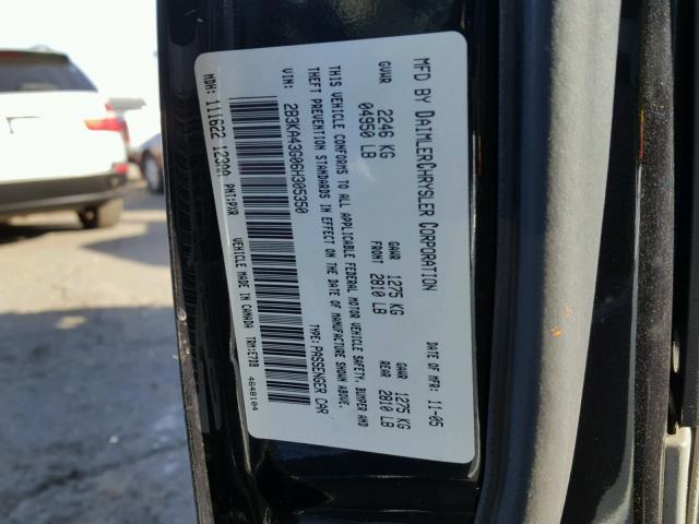 2B3KA43G06H305350 - 2006 DODGE CHARGER SE BLACK photo 10