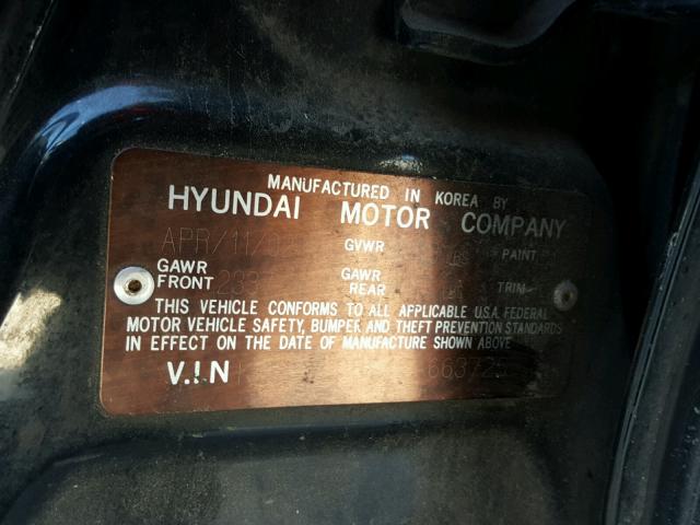 KMHWF25S42A663725 - 2002 HYUNDAI SONATA GL BLACK photo 10