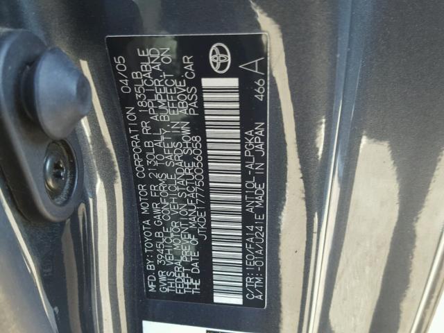 JTKDE177750056058 - 2005 TOYOTA SCION TC 石墨色 照片 10