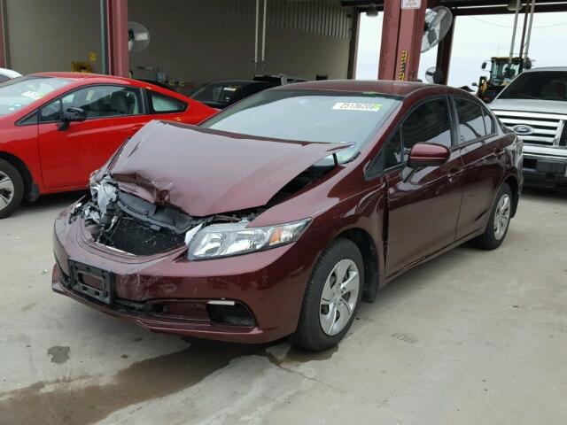 19XFB2F55EE075827 - 2014 HONDA CIVIC LX MAROON photo 2