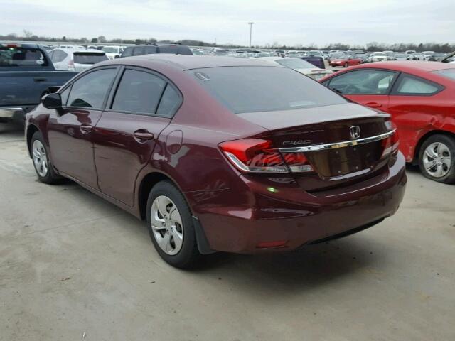 19XFB2F55EE075827 - 2014 HONDA CIVIC LX MAROON photo 3