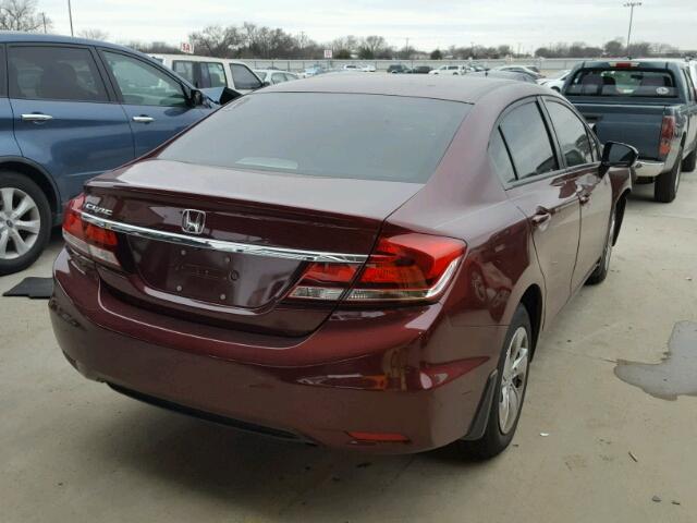 19XFB2F55EE075827 - 2014 HONDA CIVIC LX MAROON photo 4