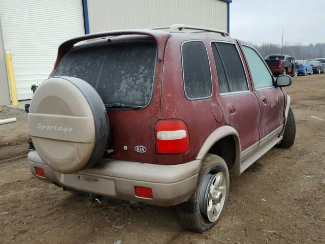 KNDJA723525143047 - 2002 KIA SPORTAGE MAROON photo 4