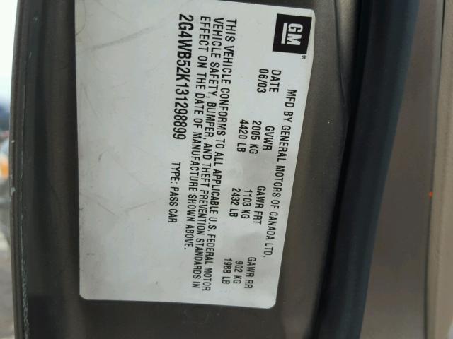 2G4WB52K131298899 - 2003 BUICK REGAL LS 灰色 照片 10