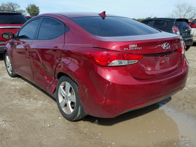 5NPDH4AE5DH441899 - 2013 HYUNDAI ELANTRA GL RED photo 3